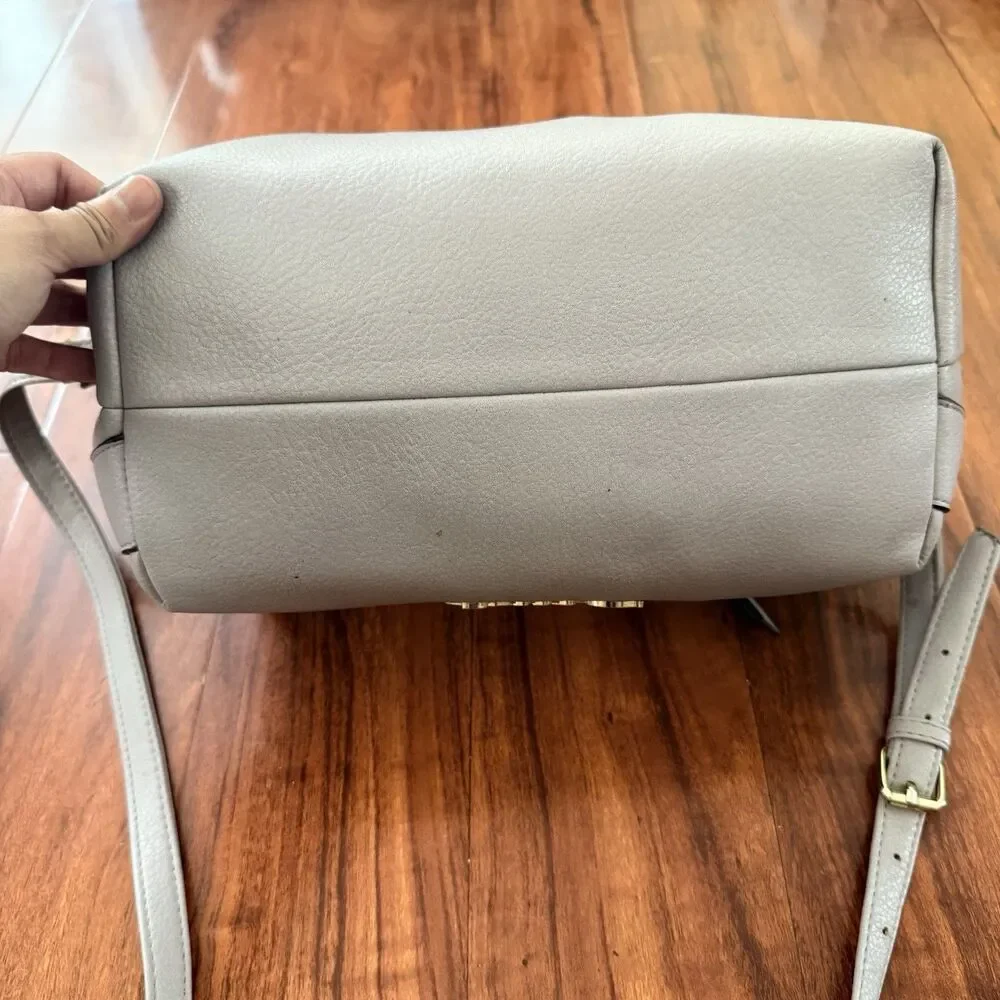Juicy Couture Zippered Up Satchel Bag Grey Gold Accents Y2K